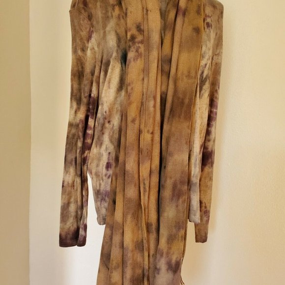 Saks XL tan Camo green Black tie dye sweater 12 14 - Picture 5 of 8